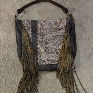 Brown Fringe Leather Shoulder Bag